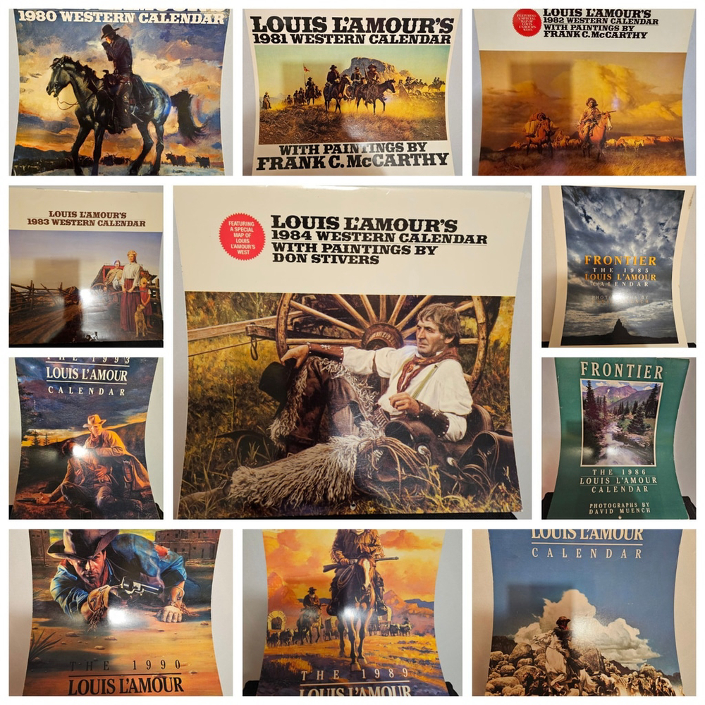 Lot Of 11 VTG Louis L'Amour Calendars 80's 90's 1980-86, 1988, 1989, 1990, 1993
